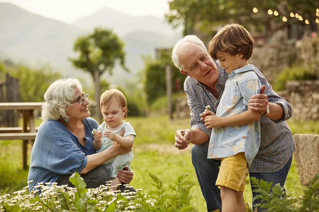 Multi-generational family hanging out